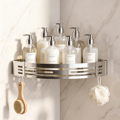 Stainless Steel Corner Shower Caddy Wall Mount Polished No Towel Bar