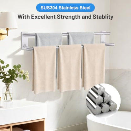 Double Towel Bar Brushed Nickel 32 Inch Wall-Mounted Stainless Steel Towel Rack