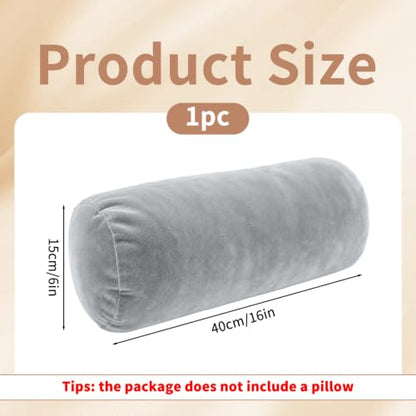 Velvet Pillow Cover for 16x6 Inch Cervical Roll Pillow - Gray
