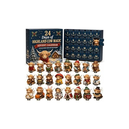 24 Days Highland Cow Advent Calendar - Festive Christmas Countdown #D