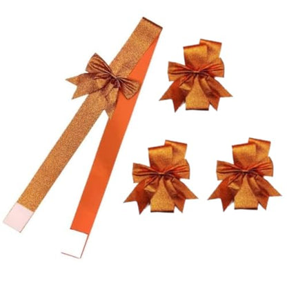 4 Pack Halloween Thanksgiving Christmas Ribbon Bows for Cabinets & Holiday Decor - Orange