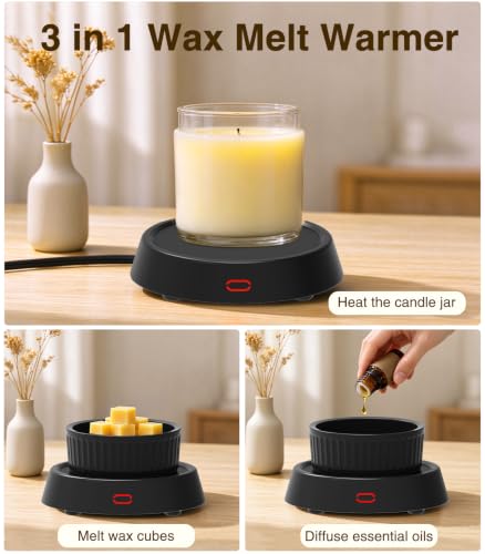 Kepwam Candle Warmer Plate for Scented Wax & Hot Drinks - Black