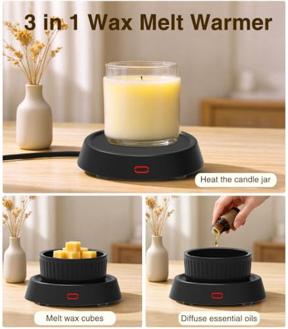 Kepwam Candle Warmer Plate for Scented Wax & Hot Drinks - Black