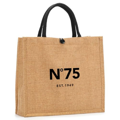 NGLIV 75th Birthday Gifts for Women - 75th Birthday Decorations for Her - 75 Year Old Birthday Gifts for Female Mom Wife Friend Sister Aunt - Beach Bag Reusable Shopping Bags Cute Jute Straw ToteBag