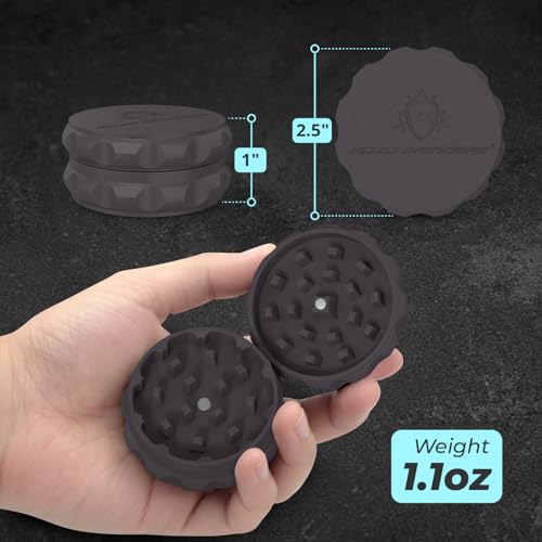 Kozo 2.5-Inch Strong Grip Spice Grinder with Magnetic Lid - Black