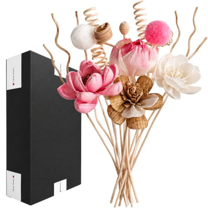 Reed Diffuser Sticks Set with Sola Wood Flowers & Rattan Refill - Unscented