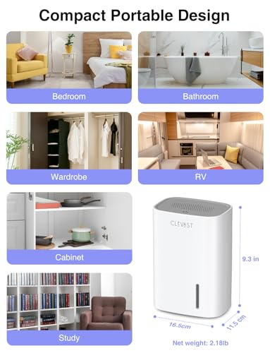 Small Dehumidifier for Bedroom Bathroom Quiet Portable Compact Moisture Absorber