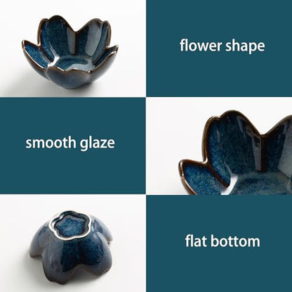 Blue Flower Ring Holder Dish Ceramic Jewelry Tray Small Trinket Dish