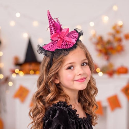 Pink Sequin Witch Hat Headband - One Size Halloween Party Favors