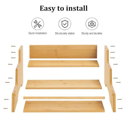Mufico Bamboo Liquor Bottle Display Shelf Coffee Syrup Rack Organizer