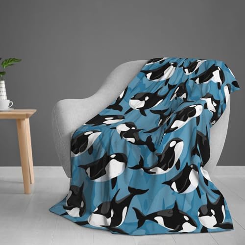 Killer Whale Throw Blanket Kids Orca Blanket 80x60 Cozy Soft Plush Gift