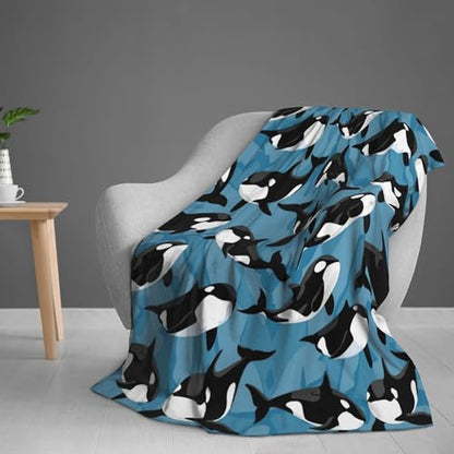 Killer Whale Throw Blanket Kids Orca Blanket 80x60 Cozy Soft Plush Gift