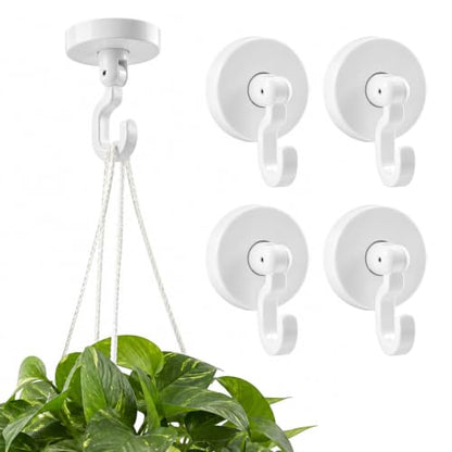 Heavy Duty Adhesive Ceiling Hooks 4 Pack for Hanging Plants No Drill - Variation of 4 Hooks+2 Glue
