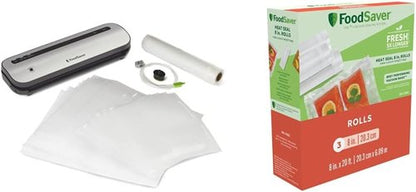 FoodSaver Vacuum Sealer - Space-Saving Design with Bags & Roll for Fresh Food Storage