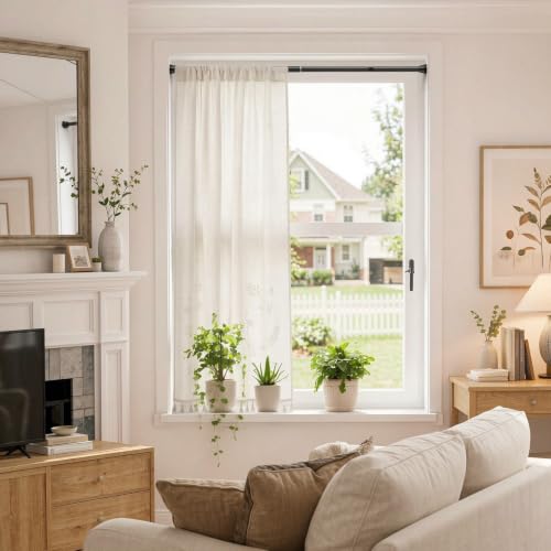Black Spring Tension Curtain Rod 18-36 Inches No Drilling Adjustable Short Rods