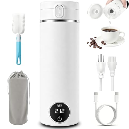 Portable Electric Tea Kettle with USB-C, 17oz Travel Water Boiler 120V