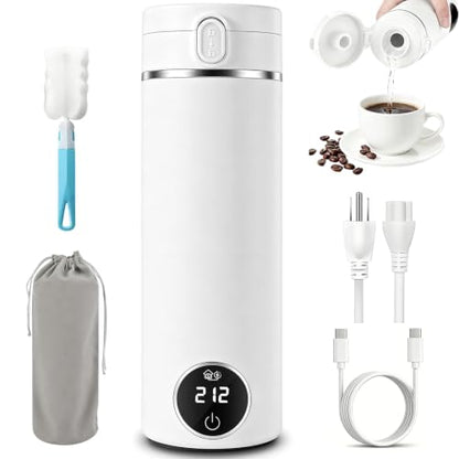 Portable Electric Tea Kettle with USB-C, 17oz Travel Water Boiler 120V