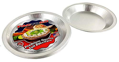 PACTOGO 9" Disposable Heavy Smooth-Wall Aluminum Foil Pie Pans (Pack of 10)