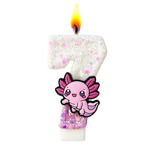 Axolotl Birthday Number Candles - Cake Topper Party Decor - Number 7
