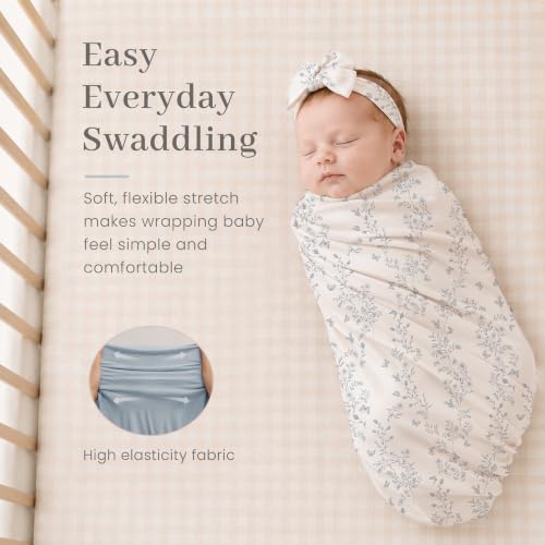 Baby Swaddle Blanket 2-Pack 41x41 Inches Soft Stretch Receiving Blankets