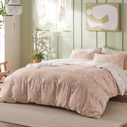 Bedsure Full Comforter Set - Dusty Rose Bed Set, 3 Pieces Cute Floral Bedding, 1 Soft Reversible Botanical Flowers Comforter and 2 Pillow Shams
