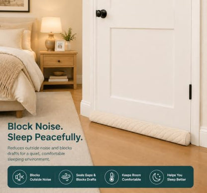 Adjustable Under Door Draft Stopper - Off-White | White Beige Variations