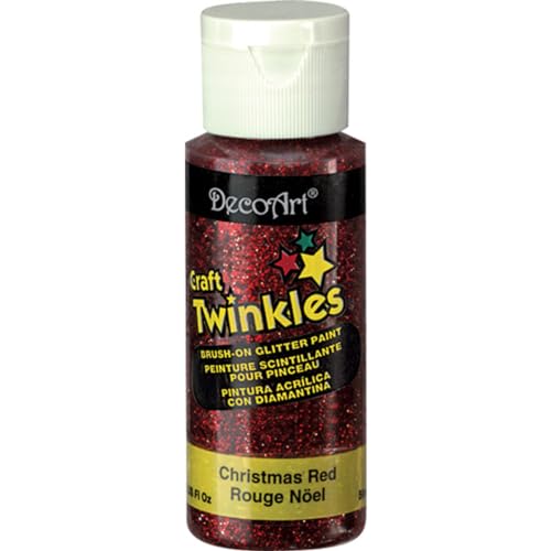 DecoArt Craft Twinkles Glitter Paint - Christmas Red, 2 oz - Heavy Coverage