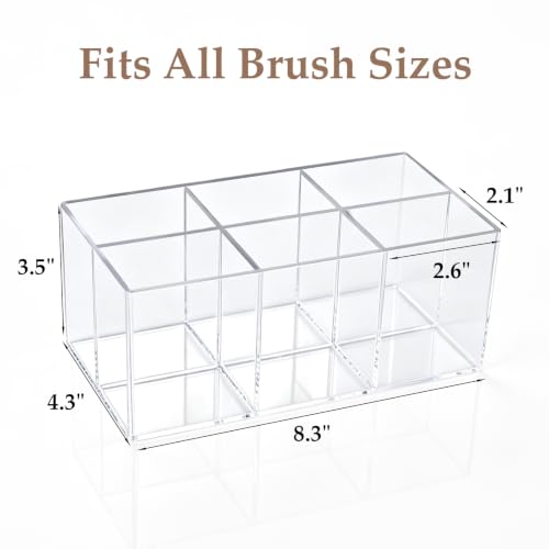 Clear Makeup Brush Holder 6 Slots Acrylic Organizer for Cosmetics