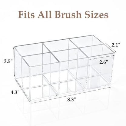 Clear Makeup Brush Holder 6 Slots Acrylic Organizer for Cosmetics