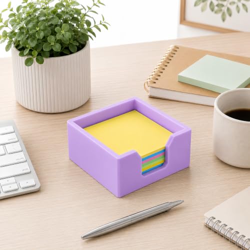 Purple 3D Printed Sticky Note Holder for 3x3 Notes Desk Organizer