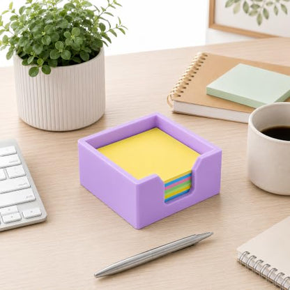 Purple 3D Printed Sticky Note Holder for 3x3 Notes Desk Organizer