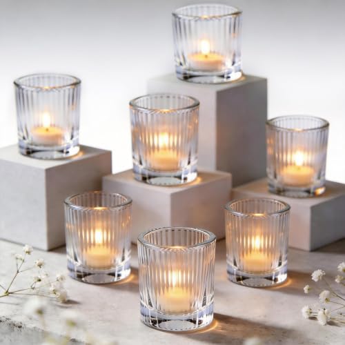 48 Pack Glass Votive Candle Holders - Clear 2x2.5 Inch Tealight Holders - Elegant Home Decor & Wedding Party Supplies