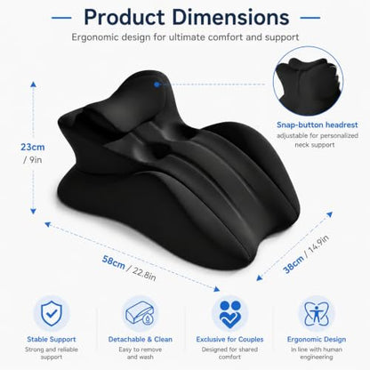 Memory Foam Wedge Pillow Black - Ergonomic 27° Support for Bed Sofa Reading