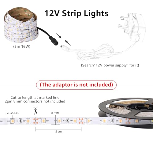 Lepro 32.8ft LED Strip Light Kit - Flexible 12V SMD 2835, Warm White, Pack of 2
