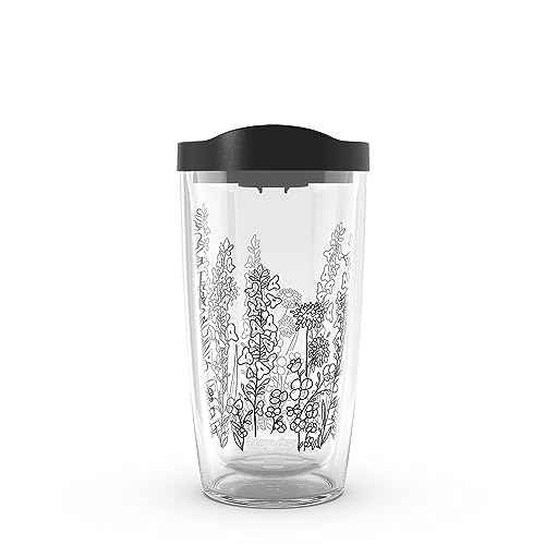 Tervis Wildflower Crystal Collection Made in USA Double Walled Insulated Tumbler Travel Cup Keeps Drinks Cold & Hot, 16oz, Sage and Dandelion