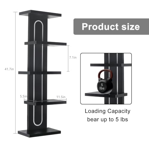5 Tier Floating Shelf with RGB Light Black - Modern Wall Decor