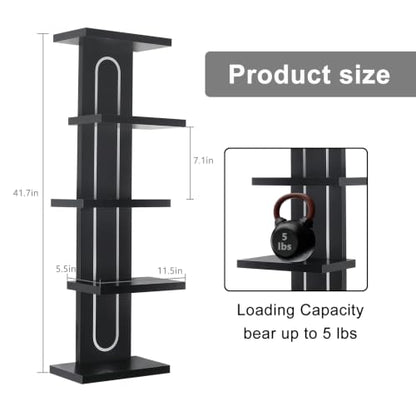 5 Tier Floating Shelf with RGB Light Black - Modern Wall Decor