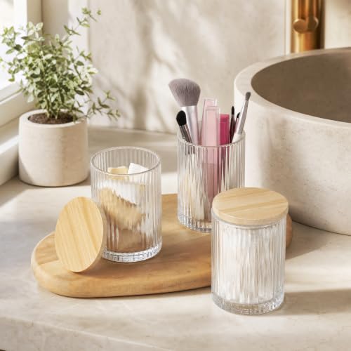 Glass Apothecary Jar with Natural Bamboo Lid - 2 Pack
