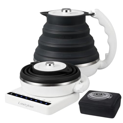 Food Grade Silicone Travel Kettle with Temperature Control - Black, 0.55L