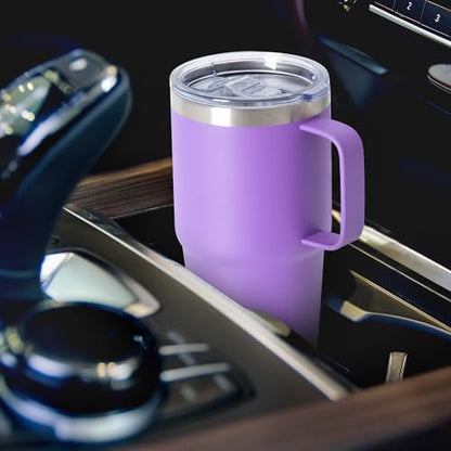 Purple 20oz Stainless Steel Insulated Travel Mug with Handle - Bulk 12 Pack