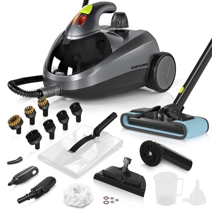 Heavy-Duty Steam Cleaner for Home Black 1500W High Pressure with 22 Accessories