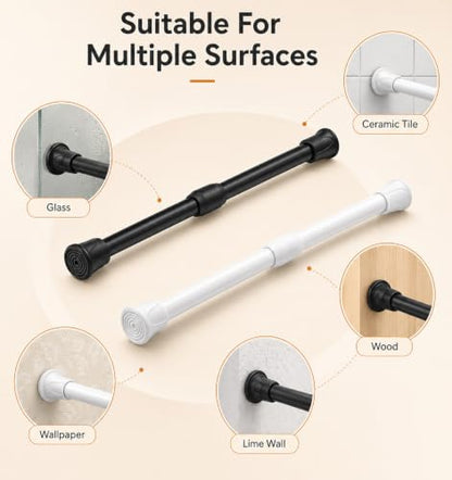 Mini Tension Rod 7-10 Inch for Window, Closet & Home Decor - Black & White