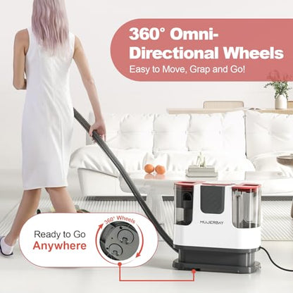 Portable Upholstery Carpet Cleaner Machine with Deep Cleaning & 360° Wheels