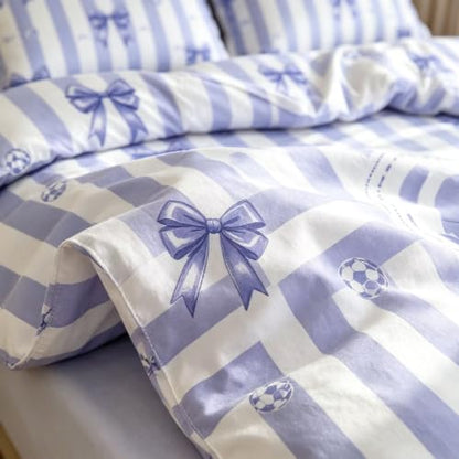 Purple Soccer Bow Comforter Cover Set - Full Size, Teen Bedroom Decor