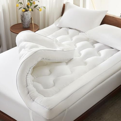 5 Inch King Memory Foam Mattress Topper - White King Size, Back Pain Relief