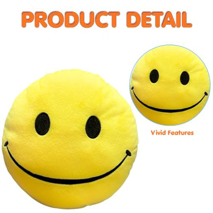 Yellow Smiley Face Pillow - Cute Plush Huggable Decor