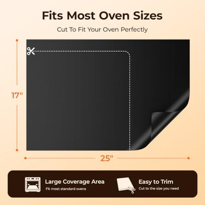Reusable Oven Liners for Bottom of Oven - 17x25 Inch Non-Stick Mat Pack of 2