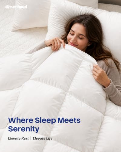 King Size Goose Feather Down Fiber Comforter All Season White - Dreamhood