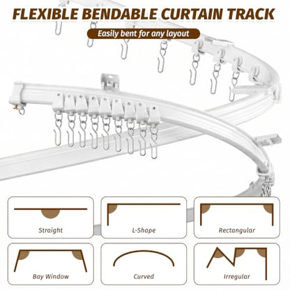 White Flexible Ceiling Curtain Track System 9.8 ft - Bendable & Cuttable