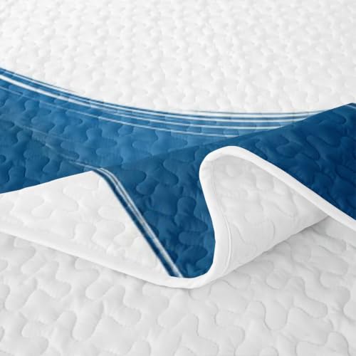 Navy Blue Twin Quilt Set Geometric Minimalist Lines Bedspread for Kids Teens